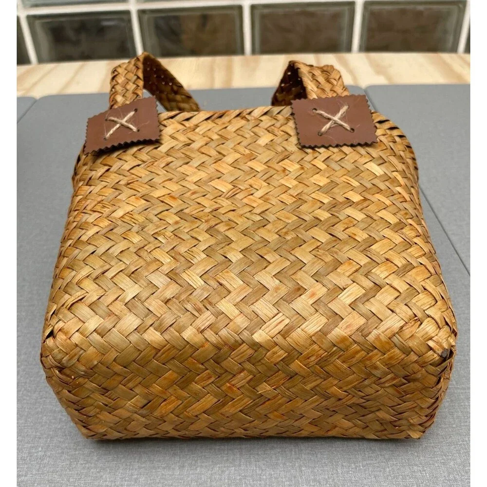 Handcraft Natural Rattan Hand Bag Multi-Functional  Storage Wicker Basket 10.4 